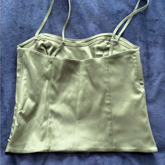 Abercrombie & Fitch Olive Green Satin Corset Top - Picture 2 of 3